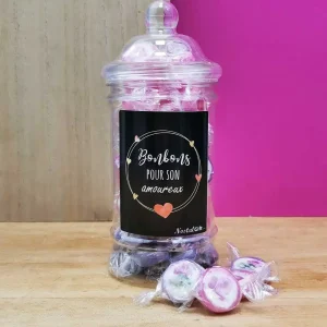 Bonbonnière Saint Valentin – Bonbon rock cœur x 40 – ” Bonbons pour son amoureux “