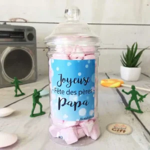 Bonbonnière Papa – 15 cœurs guimauve – “Joyeuse fête des pères Papa”