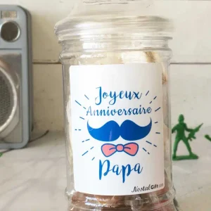 Bonbonnière Papa Moustache – 10x Nougats- 10xCaramel – “Joyeux anniversaire Papa”