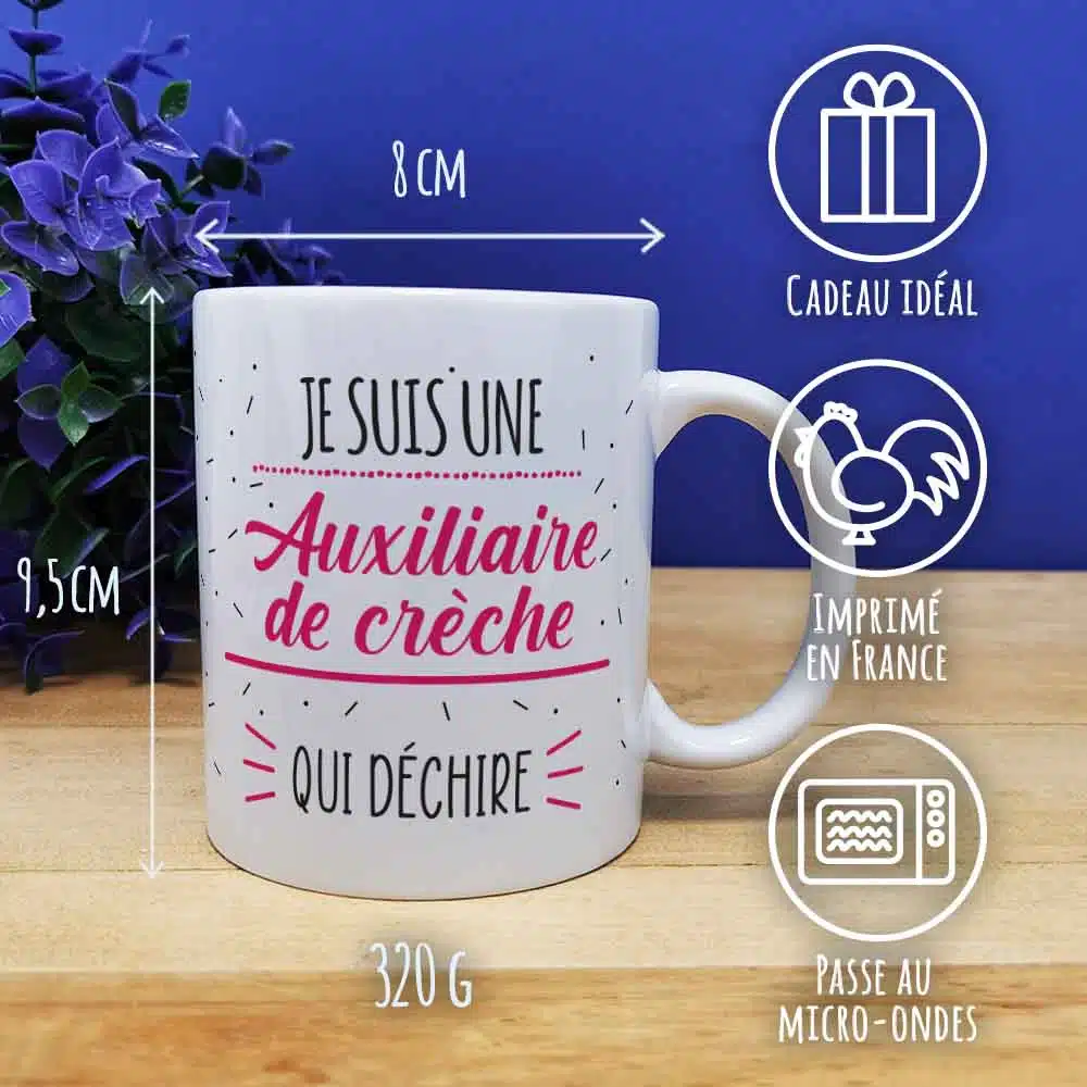 Mug “Je suis une auxiliaire de crèche qui déchire” Cadeau pour l’Auxiliaire de crèche – Image 5