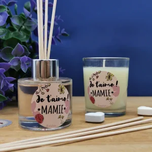 Coffret cadeau Mamie –  Set de diffuseur de parfum + Bougie – “Je t’aime Mamie”